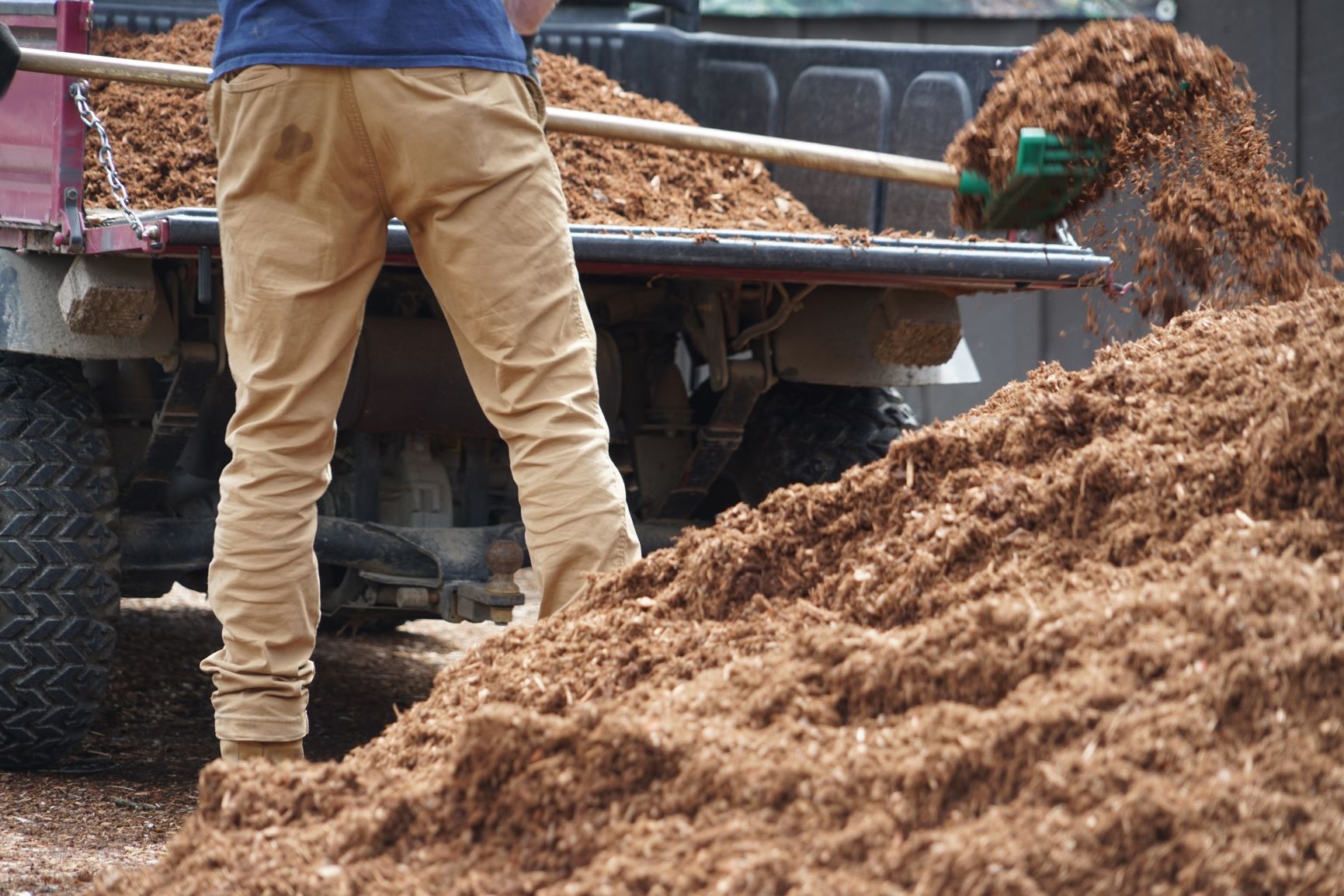 Shoveling Woodchip Shoveling Woodchip